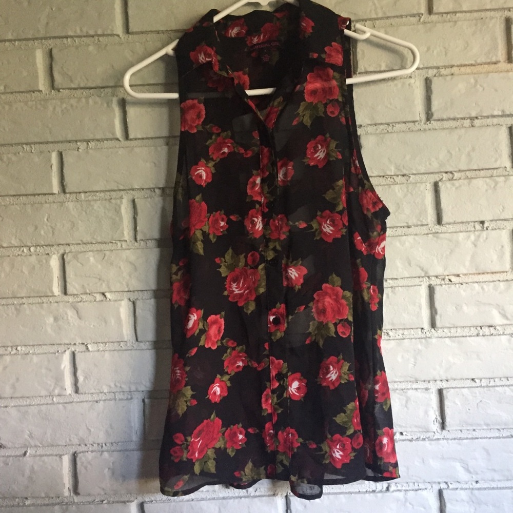 Rose floral button up